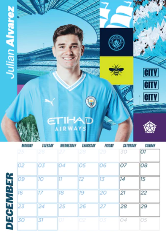 Manchester City Fc 2024 A3 Calendar Danilo Calendars Hyggerium