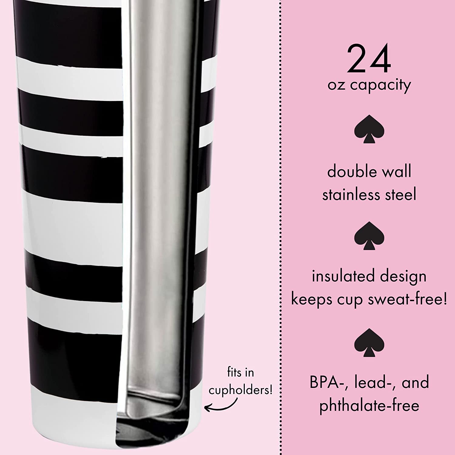 Kate Spade New York White Dot 24 oz. Stainless Steel Tumbler