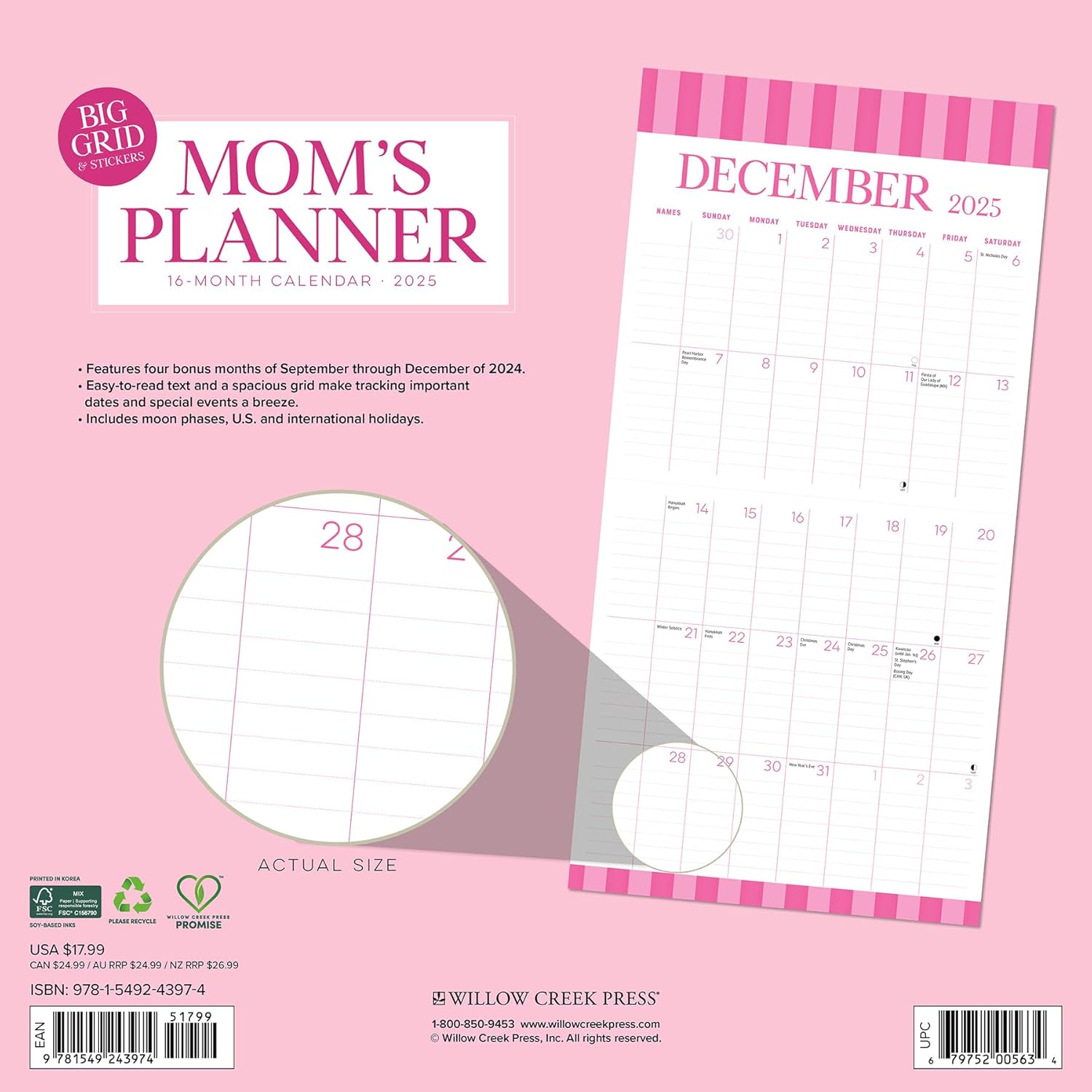 Mom's Planner Calendar 2025 Wall Calendar | Willow Creek Press โ Hyggerium