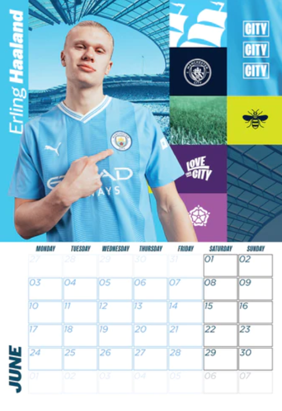 Manchester City Fc 2024 A3 Calendar Danilo Calendars Hyggerium