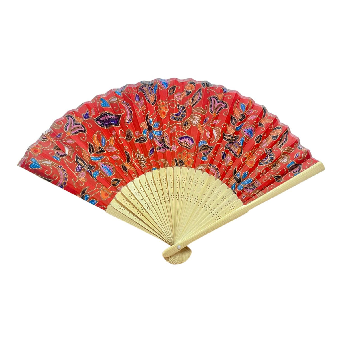 Batik Silk Fan (Red) | Singapore Souvenir | Hyggerium